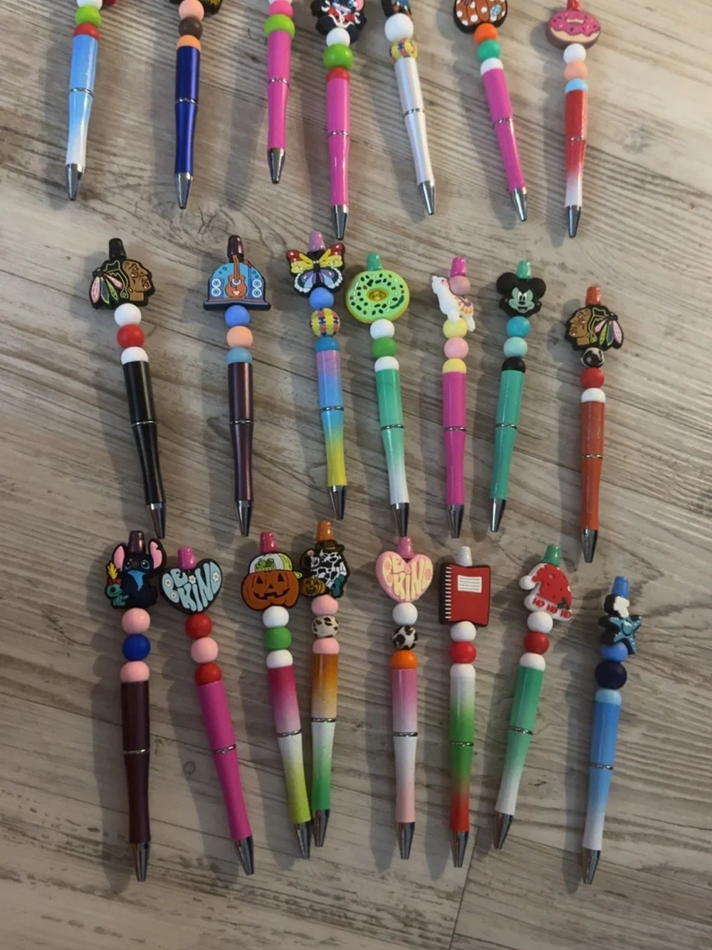 Colorful Kids Beaded Character Ballpoint Pens - Assorted Colors 3/12 extra ink